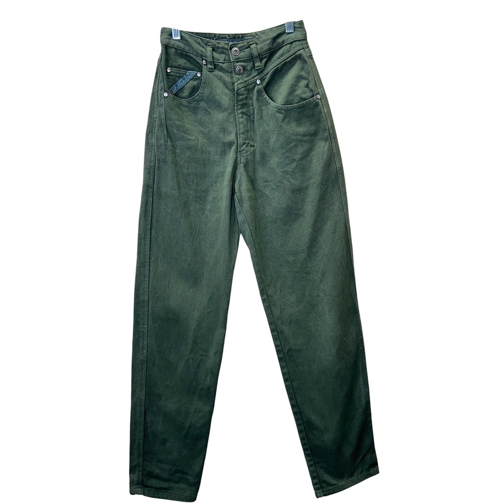 Vintage Unionbay High Waisted Olive Green Tapered Mom Jeans Size 7 90s Cotton